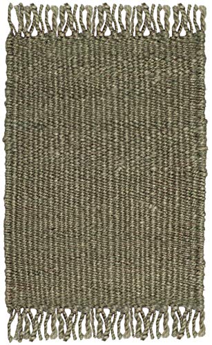 SAFAVIEH Natural Fiber Collection Accent Rug - 2' x 3', Green, Handmade Boho Fringe Woven Jute, Ideal for High Traffic Areas in Entryway, Living Room, Bedroom (NF368G) - color: Green, size: 2' x 3' (Rectangular)