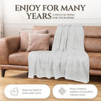 Cashmere Blanket – Hand Woven 100% Pure Wool Throw Blanket, 135 x 270 cm – Herringbone Pattern Cozy, and Soft Blanket for Bed, Sofa, or Couch - Made in Nepal - color: Grey