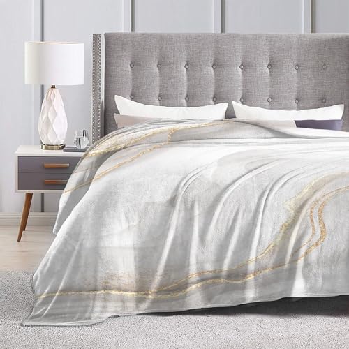 Grey and Golden Throw Blanket for Couch Chair Sofa Bed, Flannel Soft Abstract Modern Marble Print Luxury Stripe Seasonal Warm Cozy Botanical Blanket for Bedroom Living Room Car All Season 30"x 40" - color: Marble05, size: 30X40 inch