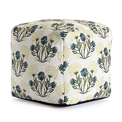 Anji Mountain 100% Handmade & Handcrafted Comfortable Home Décor Outdoor Pouf Ottoman Footrest for Living Room, Bedroom, Nursery, Kidsroom, Patio Furniture - (18" x 18" x 18"- Yellow-Ivory) - color: Gordes