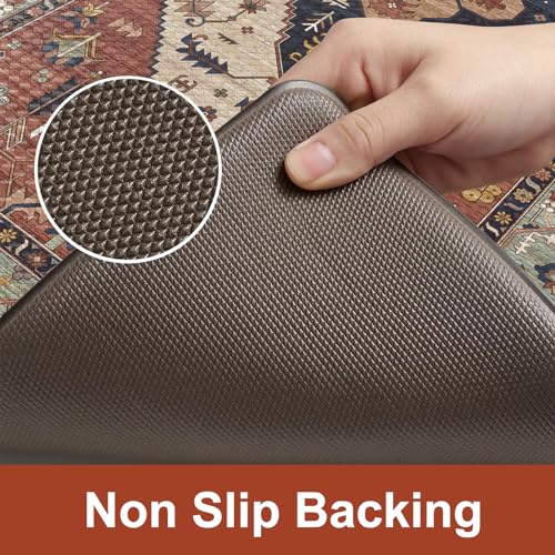KIMODE Farmhouse Kitchen Mats, Anti Fatigue Kitchen Rugs Sets of 2, Non Slip Waterproof Kitchen Floor Mats, Ergonomic Cushioned Comfort Standing Mat, Red Laundry Room Rug for Office, Sink, Desk - color: Red Floral, size: 17.3" x 47 "+ 17.3" x 29 "--0.47 i
