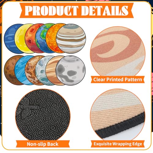 Tinideya 12 Pcs Kids Carpet Circle Seats for Class 16 Inch Round Classroom Rug Back to School Floor Cushions Soft Educational Mat Non Slip First Day of School Learning Playing Areas(Space Planet) - style: Space Planet