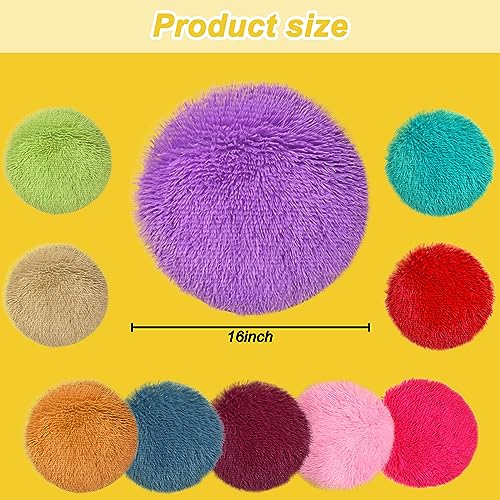 YEXEXINM 10 Pack Kids Crazy Carpet Circle Seats 16 Inch Round Floor Mat Kids Floor Cushions Soft Colorful Educational Classroom Rug for School Home Group Activity Learning Marker Playing Areas