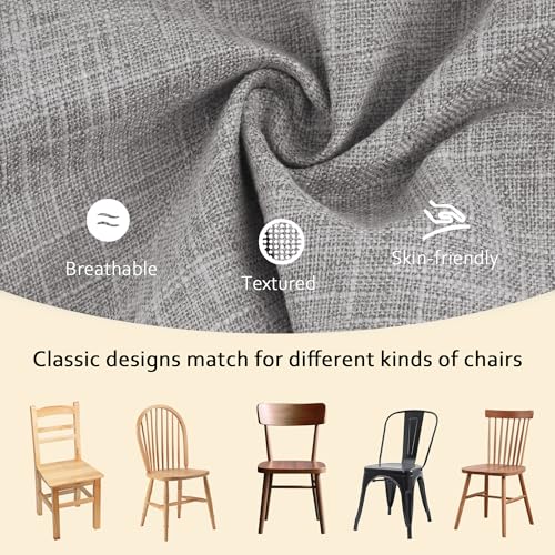 ELFJOY 4 Pack Chair Cushions for Dining Chairs Chair Pads Cushion for Kitchen Office Tufted Textured Square Seat Cushion with Ties (16" Light Grey) - color: Light Grey