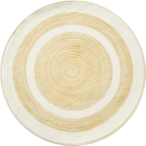Asrug Imitation Jute Low Pile Round Rug Area Rug Washable Non-Slip Circle Rug Soft Plush Touch Circle Rugs Round for Kitchen Bathroom Living Bedroom Nursery, Carpet 2ft /24 inch/61 cm Beige/Brown - color: Beigebrown, size: 2ft