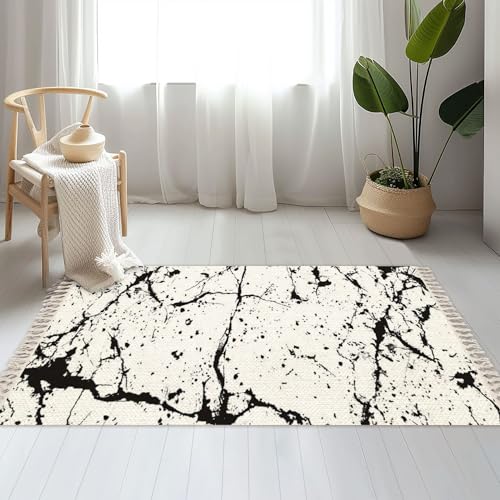 Boho Area Rug Distress Grunge Texture Seamless Pattern Halftone Old Retro Background Tassels Rug Linen Woven Carpet Runner Mat Pad 3'x5' Minimalist Home Decor for Living Room Bedroom Hallway Patio
