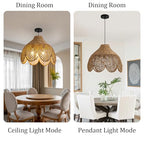 Rattan Pendant Light Fixtures,18.11" Boho Seagrass Pendant Light,3-Light Hand Woven Water Plants Rattan Chandelier for Dining Living Bedroom Kitchen Farmhouse - color: Black, size: 18.11" 3-Light