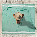 Vikumond Oversized Turkish Beach Towel Blanket XXL Cotton Sandproof Towels Boho Woven Extra Large Big Sand Free Giant Throw Blankets Huge Quilt XL Picnic Camping Necessities Cloud for Adult Gifts - color: Woven Green, size: Xxxl(88x82 In,224x208 Cm)