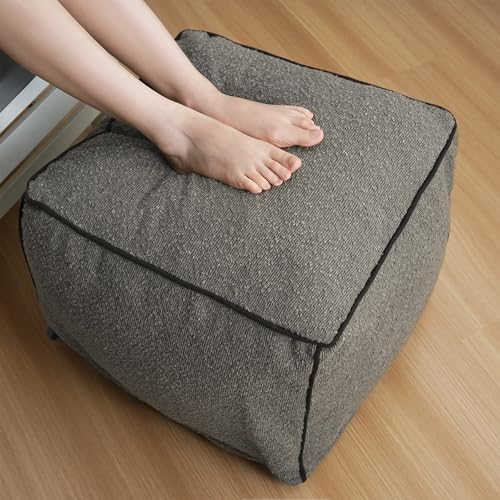Pouf Ottoman Stuffed Modern Foam Filled Foot Rest Poufs for Living Room Chair Decorative 20 X 15 Inches Boho Relax Stool Floor Poufs Foot Rest for Living Room,Grey - color: Grey