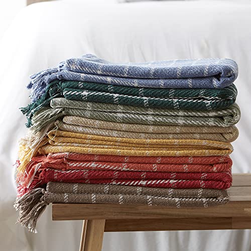 DII Transitional Checked Plaid Woven Throw, 50x60, Stonewash Blue - color: Stonewash Blue, size: 50x60"