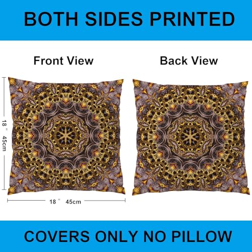 Bohemian Pillow Covers 18 x 18 Set of 2, Outdoor Retro Floral Mandala Compass Bohemian Pillow Covers Boho Decor Hippie Throw Pillows Case Decor for Sofa Couch Living Room 18x18 Inch - color: Boho D