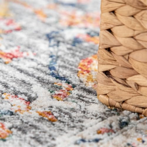 Paco Home Vintage Rug Oriental Design with Ornaments and Border in Faded Multicolor, Size: 5'3" x 7'7" - color: Multi Color, size: 5'3" x 7'7" (Rectangular)