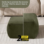 MeMoreCool Square Stuffed Pouf Ottoman Foot Rest, Stripe Furry Floor Pouf Foot Stool with Foam Chunk Filling, Soft Fluffy Stuffed Ottoman Footrest for Living Room, Faux Fur Green - color: Ribbed Green
