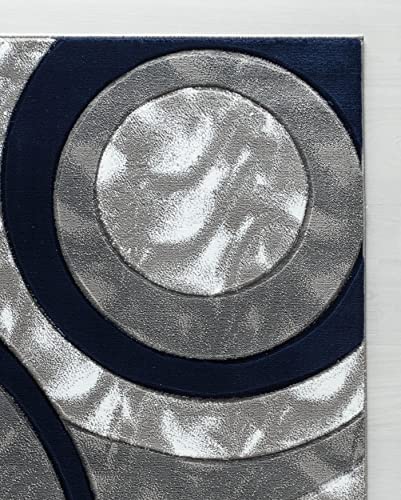 GLORY RUGS Area Rug Modern 2x3 Navy Circles Geometry Soft Hand Carved Contemporary Floor Carpet Fluffy Texture for Indoor Living Dining Room and Bedroom Area - color: Navy, size: 2' x 3' (Rectangular)