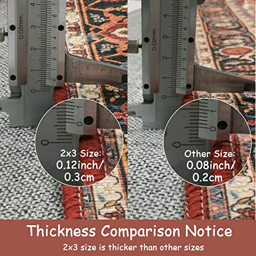 Moynesa Ultra-Thin Washable Area Rug - 2x3 Small Kitchen Rug for Entryway Mat, Oriental Non-Slip Non-Shedding Indoor Floor Carpet for Bathroom Sink Bedroom Living Room Coffee Table Hardwood Floors - color: Brown/Multi, size: 2' x 3'