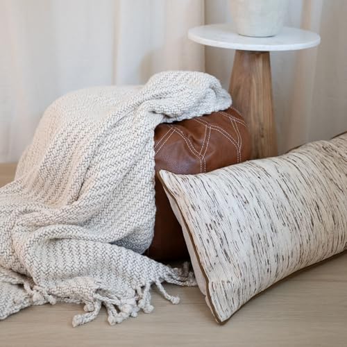 Calm Cloud Knit Throw Blanket 55x60, Soft Grey 100% Cotton Decorative Sofa and Bed Blanket, Lightweight All-Season Throw, Handwoven in India, Oeko-TEX Certified, Sofa Accent - color: White, size: Throw (55" x 60")
