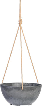 Root & Vessel Self Watering Hanging Planter for Indoor or Outdoor Plants, Unique Marbled Hanging Basket Made of Eco-Friendly Blend of Stone & Plastic, Gray, 10"