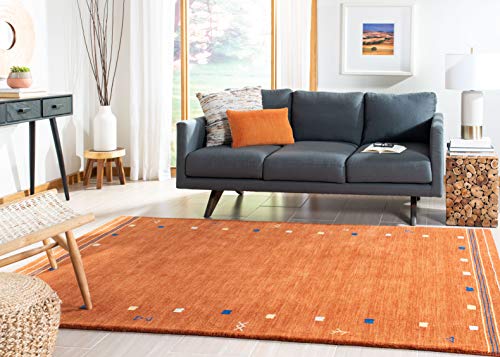 SAFAVIEH Himalaya Collection Accent Rug - 4' x 6', Rust, Handmade Boho Tribal Wool, Ideal for High Traffic Areas in Entryway, Living Room, Bedroom (HIM563P) - color: Rust, size: 4' x 6' (Rectangular)