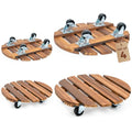 Bamworld Plant Stand with Wheels Plant Caddy Outdoor 4 Pack 12in Rolling Planter Caddy with Swiveling and Lockable Caster for Indoor Patio Plant Dolly Wood Wheeled Mobile Roller - size: 12inch-4 pack