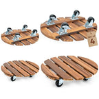 Bamworld Plant Stand with Wheels Plant Caddy Outdoor 4 Pack 12in Rolling Planter Caddy with Swiveling and Lockable Caster for Indoor Patio Plant Dolly Wood Wheeled Mobile Roller - size: 12inch-4 pack