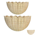 Scalloped Wall Basket,Hand Woven Hanging Wicker Wall Baskets Set, 16 x 10 x 7 & 14 x 8 x 6 Inch Scalloped Rattan Wall Basket Decor for Home,Bathroom,Living Room Organizing