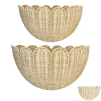 Scalloped Wall Basket,Hand Woven Hanging Wicker Wall Baskets Set, 16 x 10 x 7 & 14 x 8 x 6 Inch Scalloped Rattan Wall Basket Decor for Home,Bathroom,Living Room Organizing