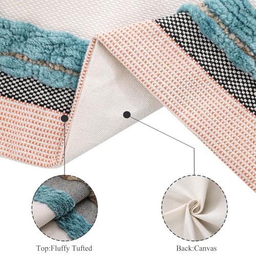 Turquoise Pillow Covers 18x18 Set of 2 Blue Coastal Throw Pillow Covers Boho Farmhouse Beach Pillow Cover Striped Decorative Pillow Case Accent Chenille Pillowcase for Home Decor - color: Blue Stripe, size: 18" x 18" (Pack of 2)
