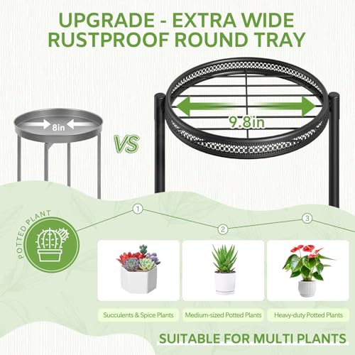 iDavosic.ly 6 Tier Large Plant Stand Indoor with 10-Inch Wide Drainage Tray, Tiered Corner Metal Outdoor Flower Display Holder Shelf, Folding Tall Rack for Patio Porch Balcony, Black Iron Carving - color: Black Openwork (with Drainage), size: 6 Tiers