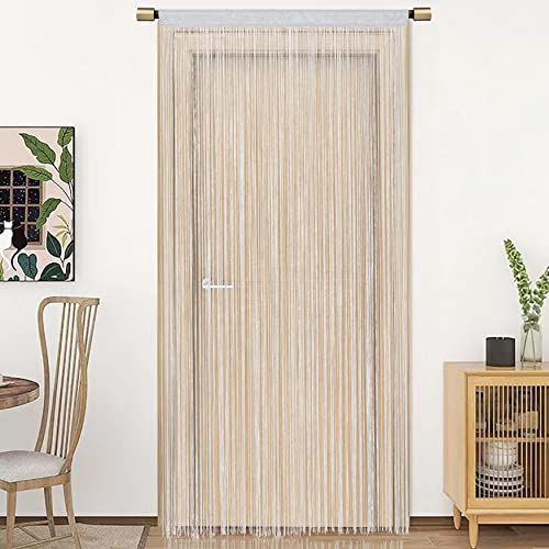 HSYLYM Spaghetti String Curtains for Doorways Privacy Door Frame Tassel Hippy Wall Kitchen Hallway Boho Fringe Curtain Hanging Door Room Dividers Decor 1 Panel（39×79in/100×200cm,White） - color: White, size: 39"W x 79"L (Pack of 1)