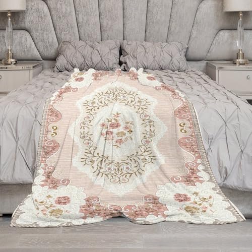 Boho Floral Pink Throw Blanket,Vintage Elegant Country Rustic Farmhouse Pattern Soft Throw Blanket for Couch Sofa Camping Office Travel Home Bedroom Decor All Seasons 30"x40" - color: Boho-20, size: 30x40in