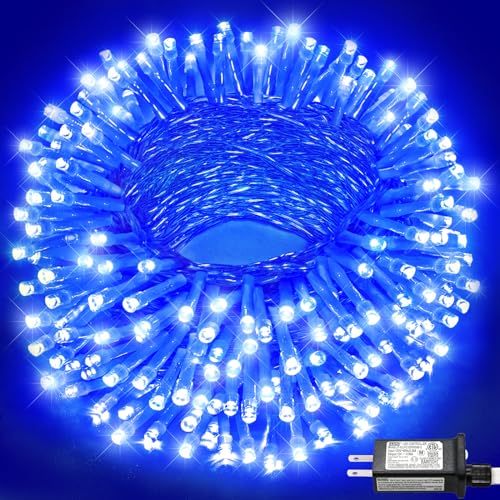 66FT 200 LED Outdoor String Lights, Plug in Connectable Christmas Lights Indoor, Waterproof 8 Modes String Lights for Outside Bedroom Xmas Tree Garden Patio Yard Party Decorations, Blue - color: Blue, size: 66ft 200LED