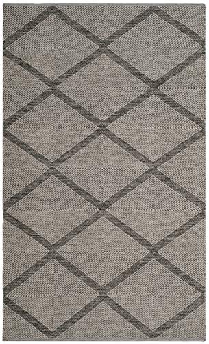 SAFAVIEH Montauk Collection Area Rug - 5' x 8', Black, Handmade Cotton, Ideal for High Traffic Areas in Living Room, Bedroom (MTK821D) - color: Black, size: 5' x 8' (Rectangular)