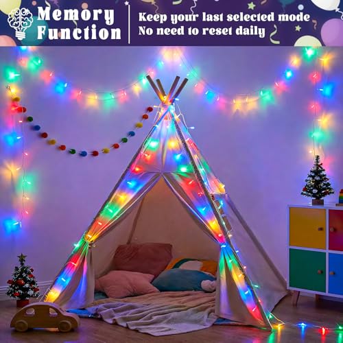 100FT 300 LED Outdoor String Lights, Plug in Connectable Christmas Lights Indoor Waterproof, 8 Modes Clear Wire String Lights for Outside Bedroom Home Yard Party Garden Decorations, Multicolor - color: Multicolor, size: 100ft 300LED