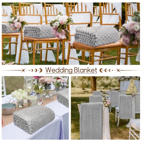 6 Pcs Flannel Throw Blanket Bulk 50 x 60 Inch, Turtle Velvet Jacquard Decorative Blankets Soft Lightweight Bed Throw for Sofa Pet Bed Party Outdoor Wedding Ideas Donation Homeless Gifts, Gray - color: Gray