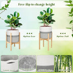 Plant Basket with Stand Indoor Planter Pot Holder Sturdy Jute Rope Modern Woven Basket, Cotton Rope Woven Pot with Bamboo Stand(10 Inch,White and Gray) - color: White and Gray, size: 10 Inch