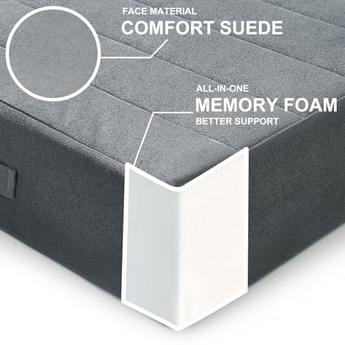 JKMAX 22 inches Floor Pillow for Adults - Large Meditation Cushion with Thick Foam & Soft Tufted Cover - Premium Outdoor Square Floor Cushion Seat - Yoga Pillows for Sitting On Floor - Dark Gray - color: Dark Gray, size: 1 Count