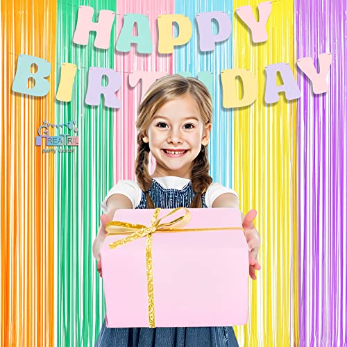Pastel Tinsel Curtain Party Backdrop - GREATRIL Pastel Color Foil Fringe Curtain Photo Booth Streamers for Birthdays Easter Baby Bride Shower Unicorn Girls Party Decorations - color: Pastel