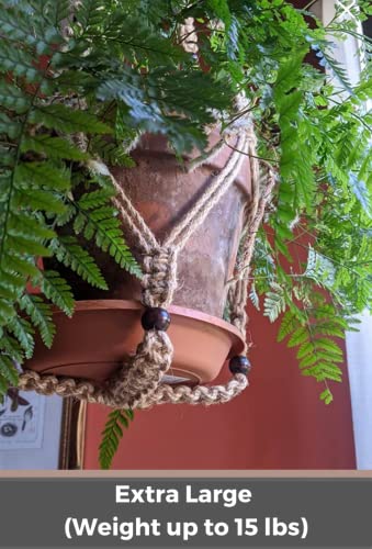 43 Inches Macrame Planter Hanger Large for 12 inch Pot + Swag Hook (Extra Long & Big) | Large Hanging Planter for Indoor Plants | No Tassel, Cotton Rope, NO Pot/Plant Included (Jute)(XL) - color: Brown