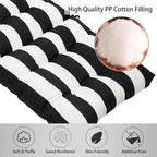Magpie Fabrics Indoor Outdoor Tufted High Back Chair Cushion Set of 2, Waterproof All-Weather Deep Seating Rocking Chair Patio Chaise Lounge Sun Lounger Chair Cushions (Black White) - color: Black White
