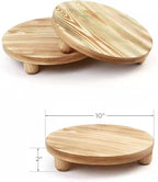 Wood Riser for Decor, 2 Pack Wood Pedestal Stand for Display, Round Wooden Tray for Kitchen Counter, Wooden Pedestal Stand for Plant Pot Indoor