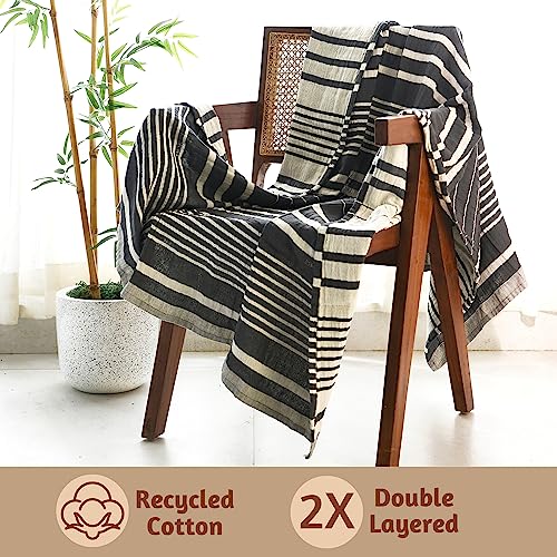 Folkulture Throw Blanket for Couch 50" x 60" |Cotton, Lightweight & Breathable Summer Blanket for Chair, Couch, Bed |Grey Comfort Throw Blankets for Living Room, Summer Must Haves, Graduation Gifts - color: Steel Gray