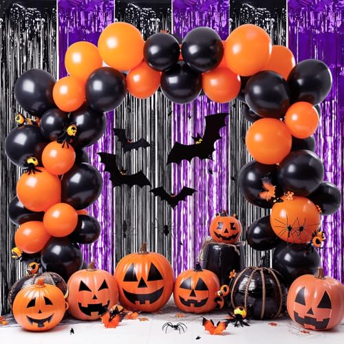 TONIFUL 2Pcs Black Purple Door Streamers,Photo Booth Backdrop Metallic Streamers Foil Fringe Curtains for Birthday Christmas New Year Bachelorette Halloween Party Streamers Decor - color: Black Purple