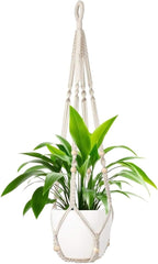 1 Pack Macrame Plant Hanger,Hanging Plant Holder, Boho Home Decor Hanging Basket with Wood Beads,Hanging Planters for Indoor Plants,Plant Hanger Indoor 35" Ivory (POTS NOT Included)