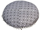 CRAFT KALA 32" Large Round Bohemian Floor Pillow Cover Boho Pouf Cover Mandala Meditation Room Pillows Cover Adults Seating Poufs Cushion Cover for Kids Reading Playroom Black Elephant Flower - color: Black and White Elephant