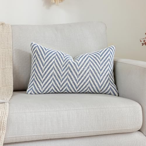 vctops Boho Throw Pillow Cover Blue and White Knitted Woven Pillow Cushion Cover Arrow Knit Decoration Lumbar Pillowcase for Sofa Couch Bedroom Living Room (Blue,12"x20") - color: Blue, size: 20" x 12" (Pack of 1)