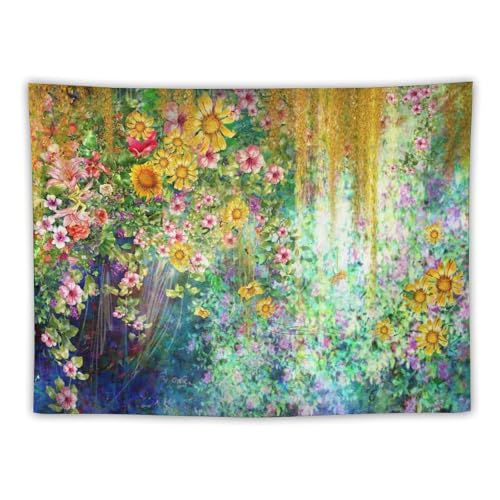 Houselerax Floral Tapestry, Colorful Abstract Flower Blossom Ivy Wall Hanging Tapestry Botanical Nature Printed Tapestry for Bedroom Living Room Dorm, 40"x30" - color: Watercolor Floral-11, size: W40xL30in