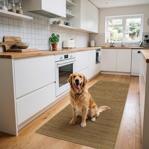 Jute 3x6 Kitchen Runner Rug: Washable Non Slip Hallway Rugs with Rubber Backing Pet-Friendly Carpets Stain Resistant Runners for Laundry Entryway Bedroom Decor Natural Brown - color: Natural Brown, size: 3' x 6' (Rectangular)