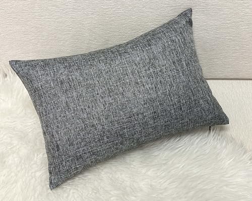 Aiking Home Imitation Burlap Lumbar Pillow Cover 12x18 Inch Vintage Faux Linen Rustic Natural Look, 1 Piece Elegance Farmhouse Style Accents Pillow Case for Indoor Use, Gray - color: Gray, size: 18" x 12" (Pack of 1)