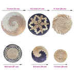 Laquedecraft Boho Round Handmade Wall Basket Decor | Woven Seagrass Rattan Wicker Wall Decor Hanging Rustic Flat Elegant Wall Art for Farmhouse Living Rooms Bedrooms Display Table Settings Kitchen Home (Bohemian, 6) - size: Set of 6, style: Bohemian