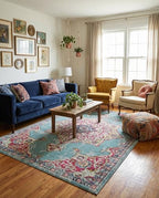Rugs.com Fleur Collection Rug – 7' x 10' Light Blue Medium-Pile Rug Perfect for Bedrooms, Dining Rooms, Living Rooms - color: Light Blue 11, size: 7' x 10' (Rectangular)